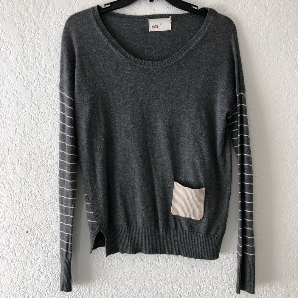 Gray Striped Women's Sweater
